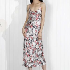 NWOT GANNI Floral Heavy Satin Slip Dress.